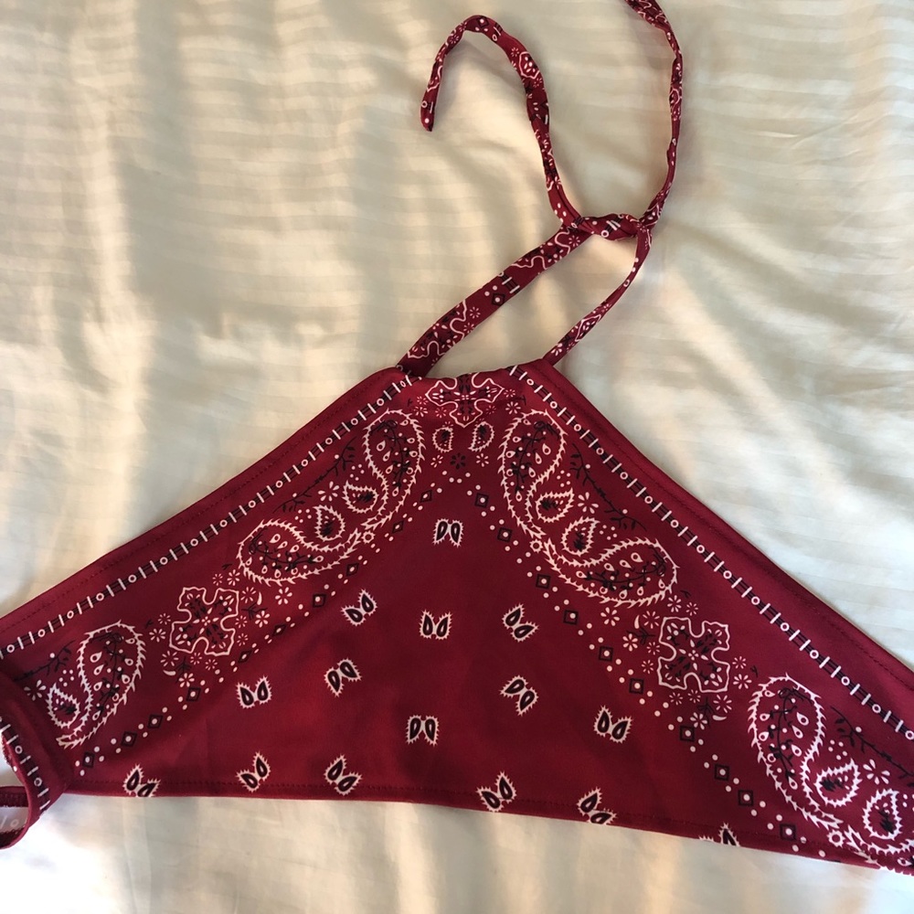Red Bandana Halter Crop Top